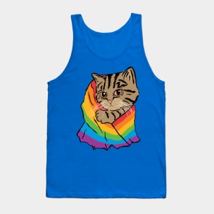 Cat with a Rainbow Pride Flag Tank Top